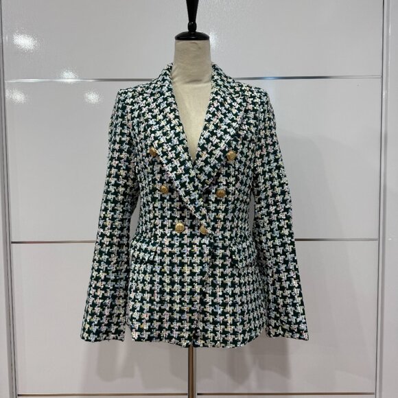 New Attentif Paris Golden Button Knitted Double Breasted Blazer, Size 38/M - Picture 8 of 17